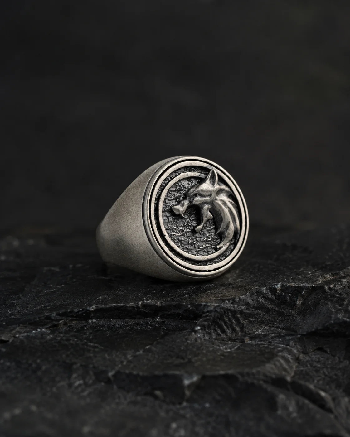 Witcher Wolf Relief Signet Ring  Ring Charmora Jewelry
