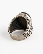 Labradorite Oval Relief Motif Ring  Ring Charmora Jewelry