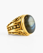 Labradorite Oval Relief Motif Ring  Ring Charmora Jewelry