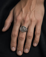 Athena Owl Relief Motif Signet Ring  Ring Charmora Jewelry