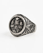 Athena Owl Relief Motif Signet Ring  Ring Charmora Jewelry
