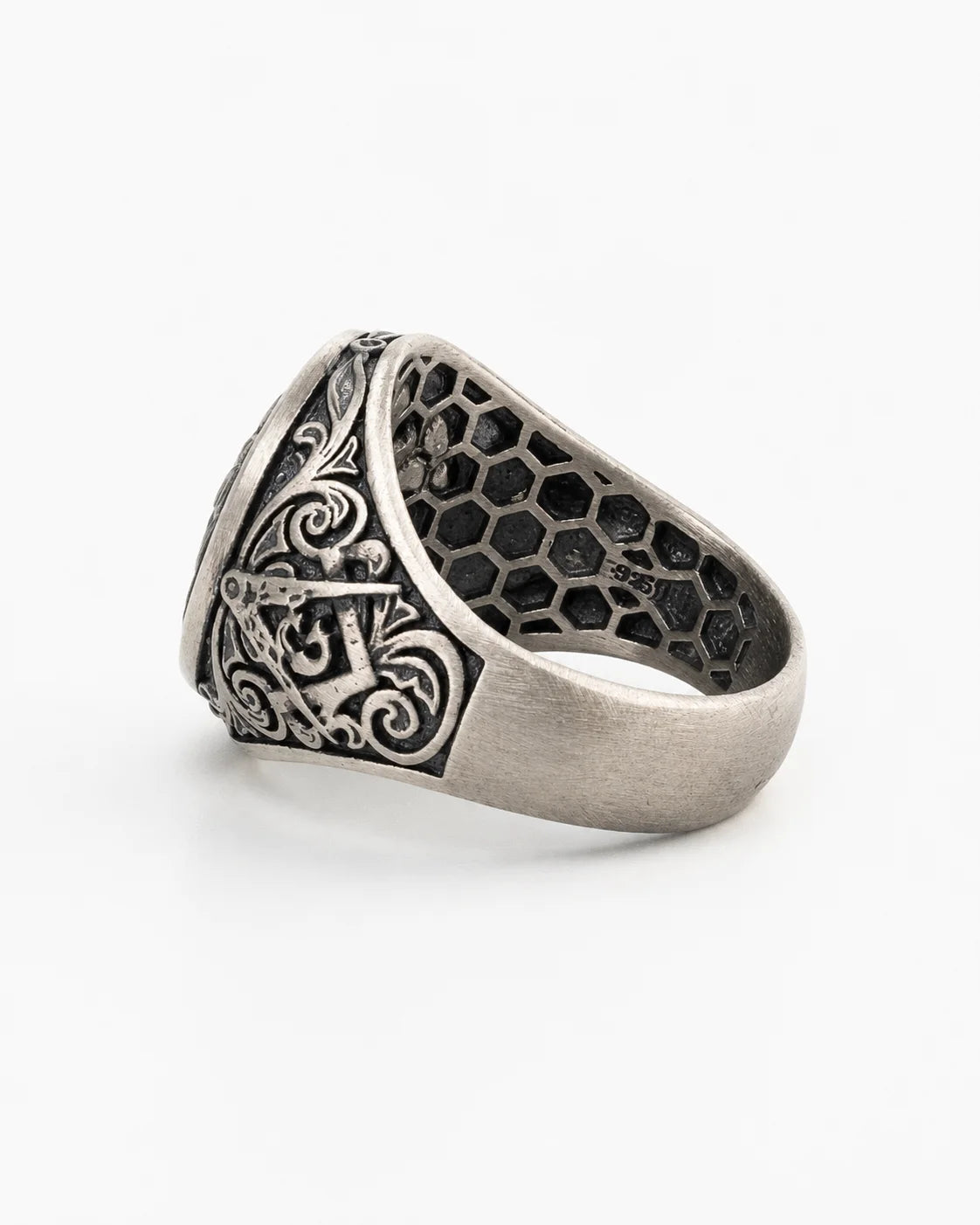 Athena Owl Relief Motif Signet Ring  Ring Charmora Jewelry
