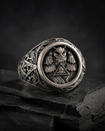 Athena Owl Relief Motif Signet Ring  Ring Charmora Jewelry