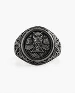 Athena Owl Relief Motif Signet Ring  Ring Charmora Jewelry