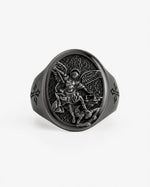 St Michael Archangel Relief Motif Signet Ring  Ring Charmora Jewelry