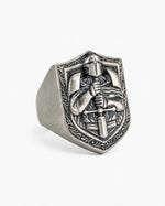 Knight Crusader Relief Motif Ring  Ring Charmora Jewelry