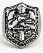 Knight Crusader Relief Motif Ring  Ring Charmora Jewelry