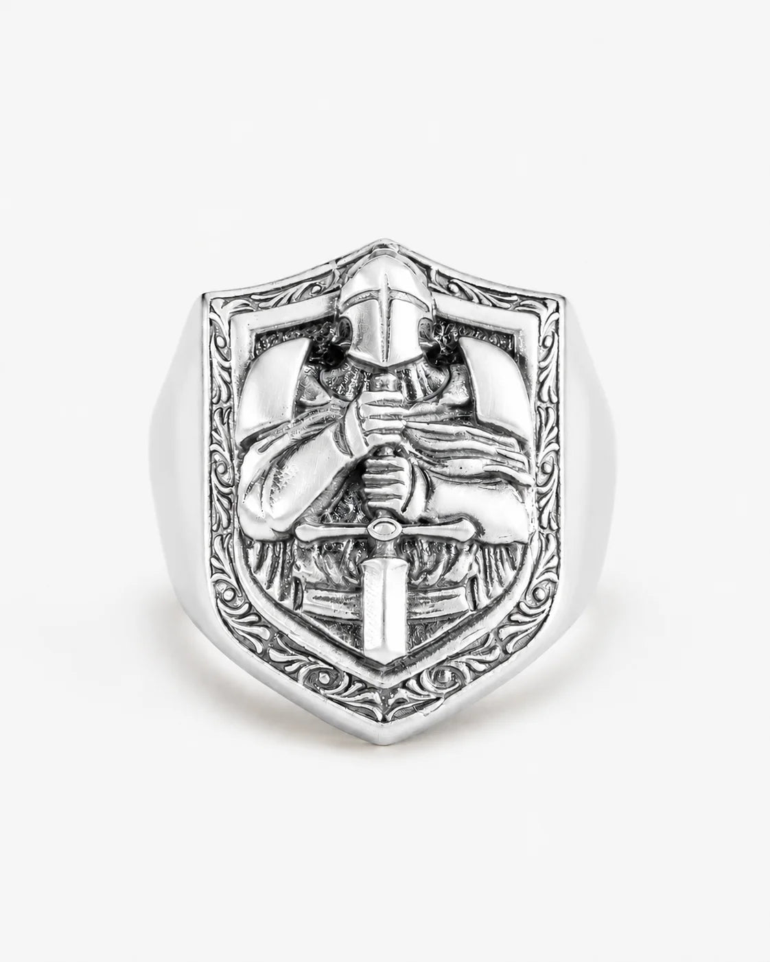 Knight Crusader Relief Motif Ring  Ring Charmora Jewelry