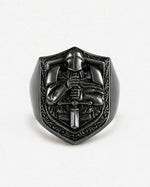 Knight Crusader Relief Motif Ring  Ring Charmora Jewelry