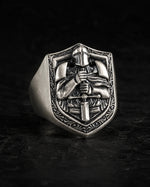 Knight Crusader Relief Motif Ring  Ring Charmora Jewelry