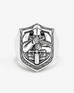Knight Crusader Relief Motif Ring  Ring Charmora Jewelry