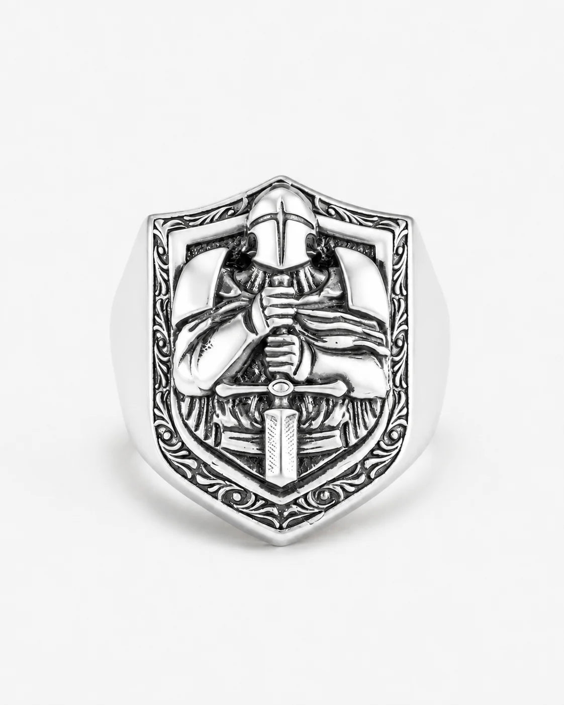 Knight Crusader Relief Motif Ring  Ring Charmora Jewelry