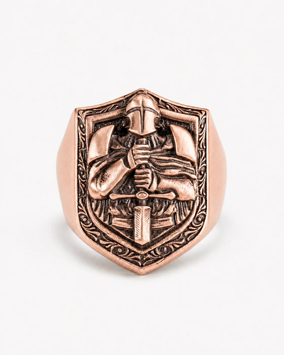 Knight Crusader Relief Motif Ring  Ring Charmora Jewelry