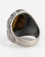 Tiger's Eye Floral Relief Motif Signet Ring  Ring Charmora Jewelry