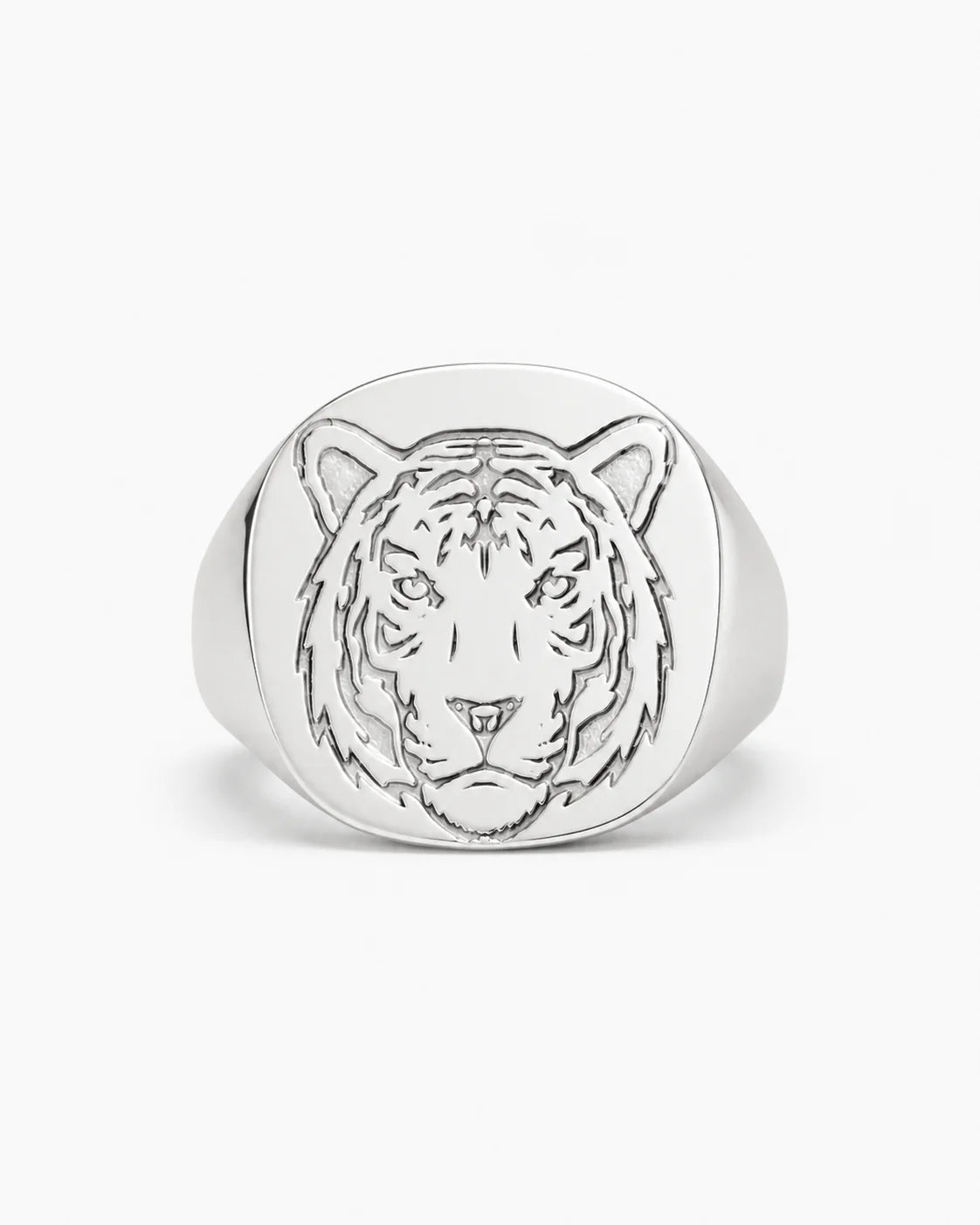 Tiger Relief Motif Signet Ring  Ring Charmora Jewelry