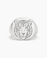 Tiger Relief Motif Signet Ring  Ring Charmora Jewelry