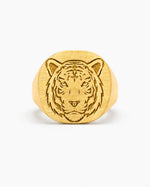 Tiger Relief Motif Signet Ring  Ring Charmora Jewelry