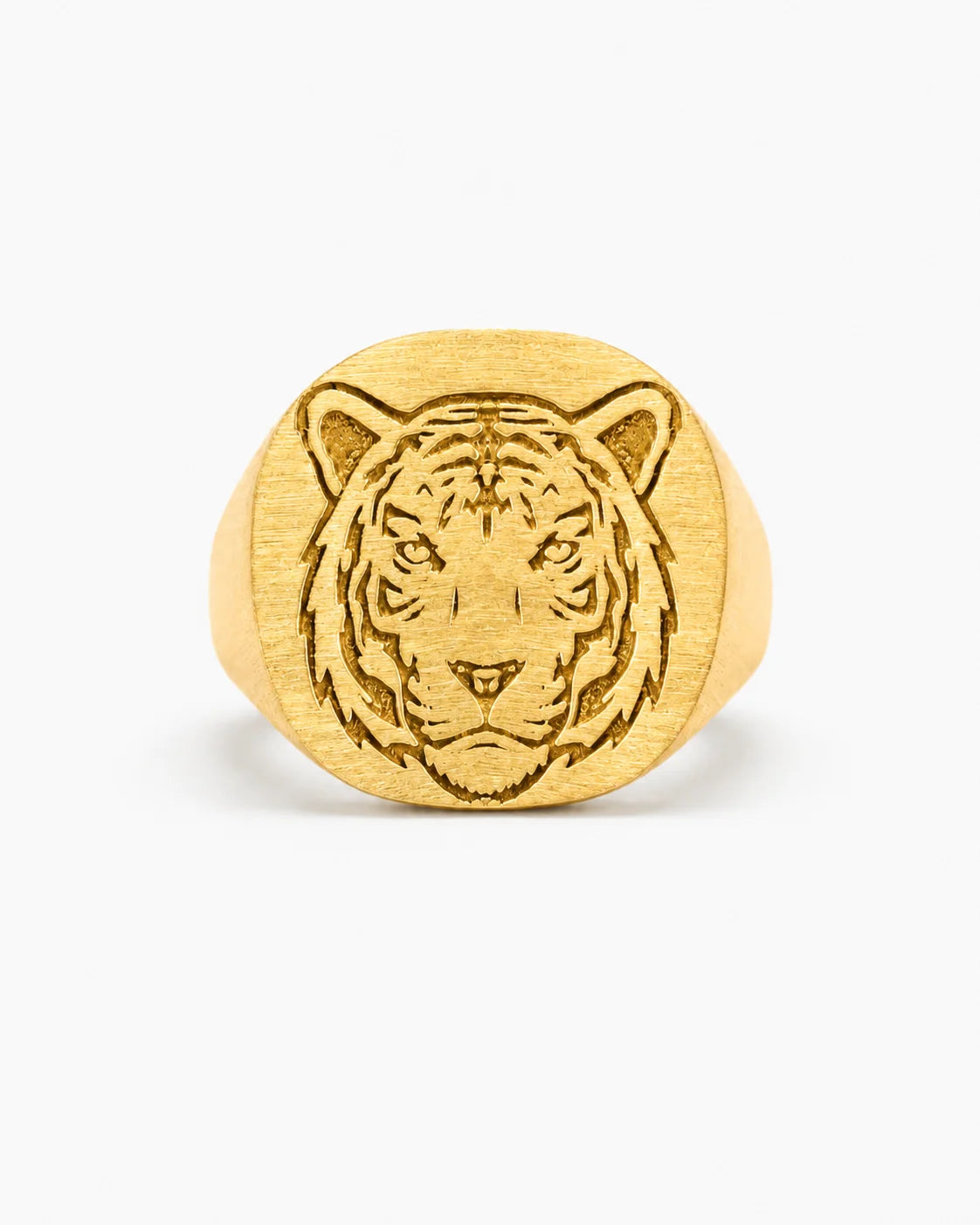 Tiger Relief Motif Signet Ring  Ring Charmora Jewelry