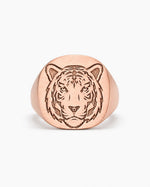 Tiger Relief Motif Signet Ring  Ring Charmora Jewelry