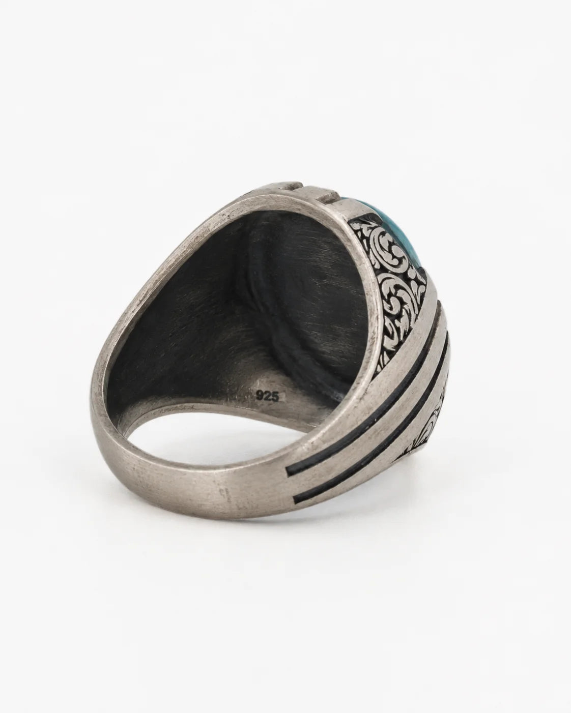 Ottoman Relief Motif Turquoise Ring  Ring Charmora Jewelry