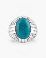 Ottoman Relief Motif Turquoise Ring  Ring Charmora Jewelry
