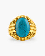 Ottoman Relief Motif Turquoise Ring  Ring Charmora Jewelry