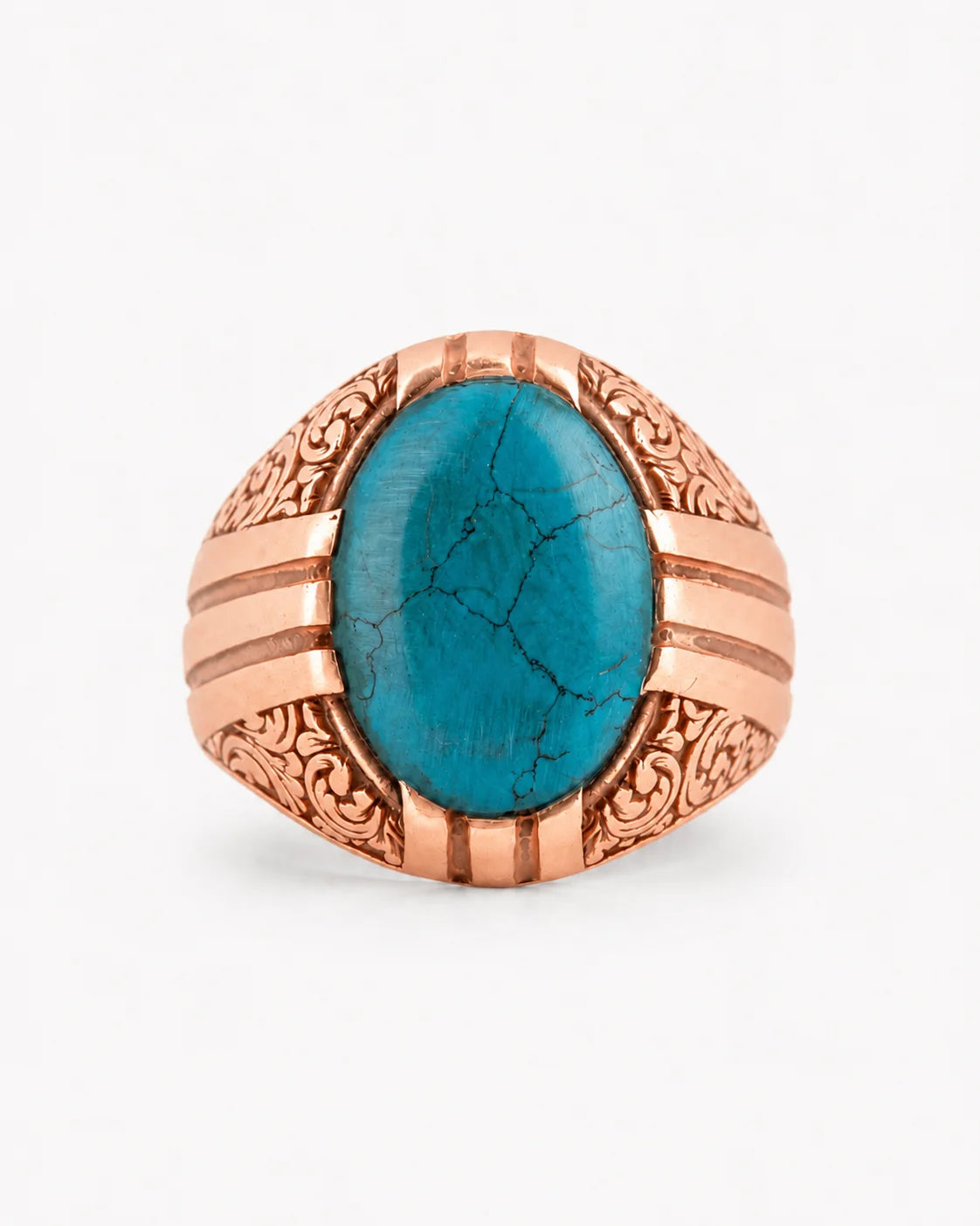 Ottoman Relief Motif Turquoise Ring  Ring Charmora Jewelry