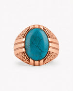 Ottoman Relief Motif Turquoise Ring  Ring Charmora Jewelry