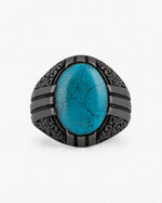 Ottoman Relief Motif Turquoise Ring  Ring Charmora Jewelry