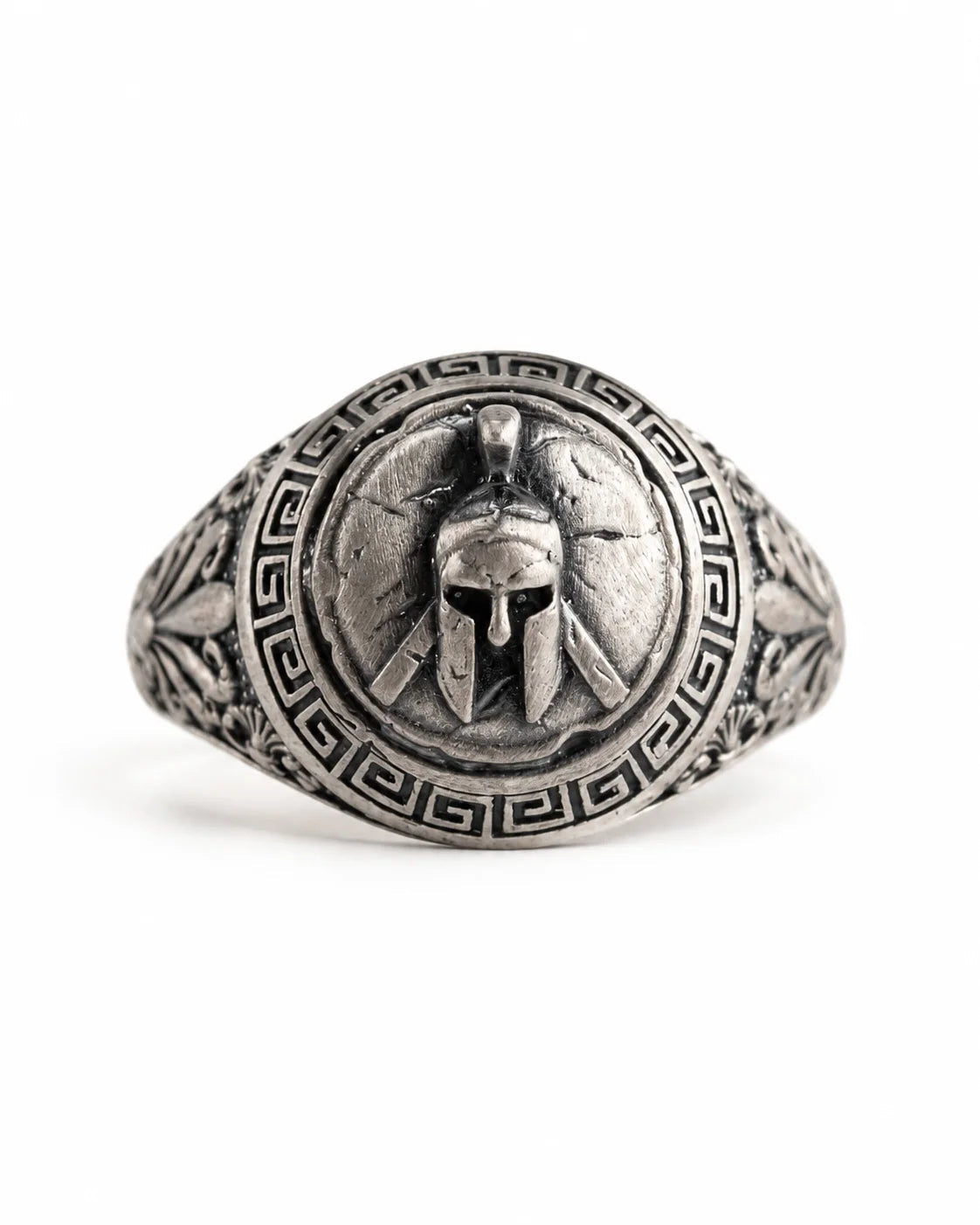 Spartan Helmet Relief Motif Signet Ring  Ring Charmora Jewelry