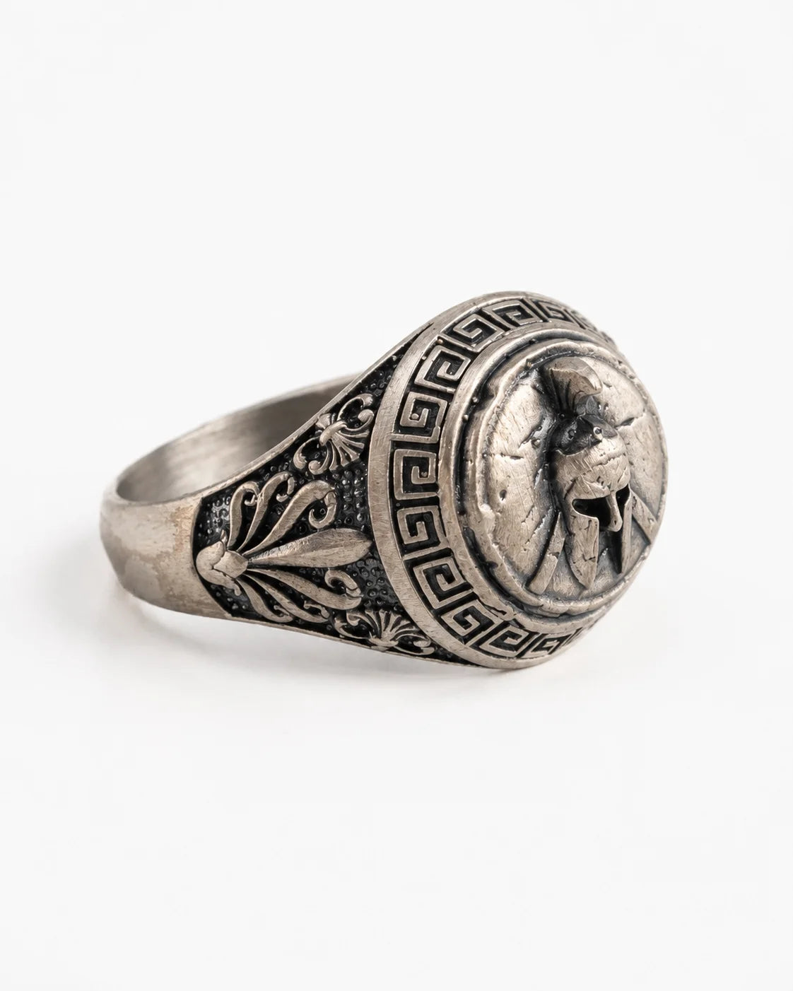 Spartan Helmet Relief Motif Signet Ring  Ring Charmora Jewelry