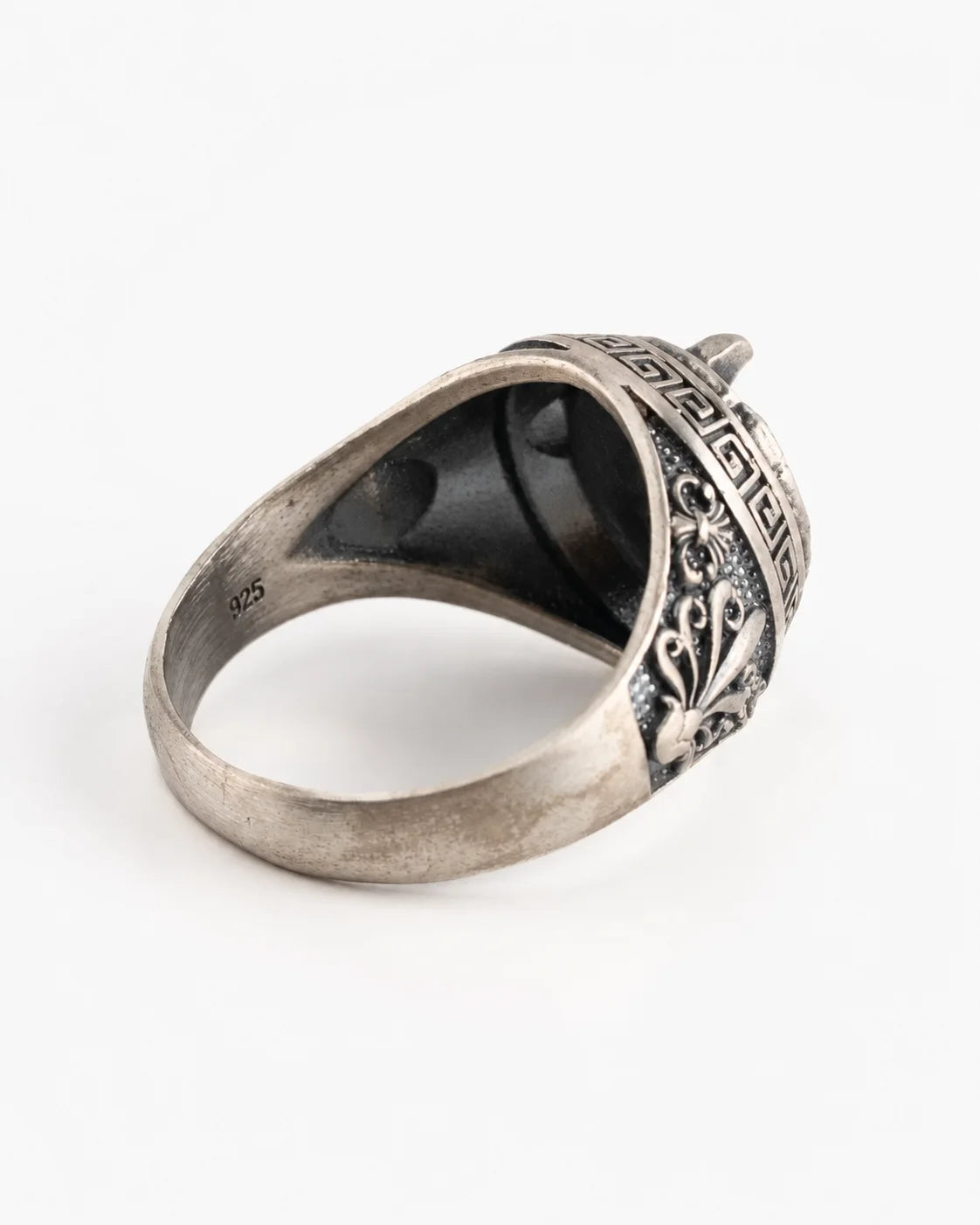 Spartan Helmet Relief Motif Signet Ring  Ring Charmora Jewelry