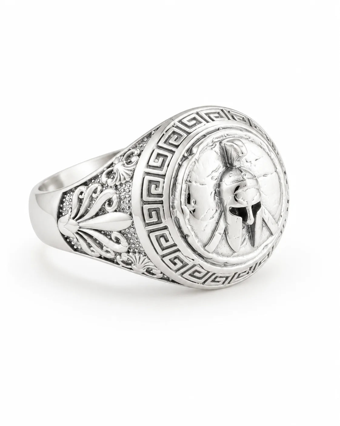 Spartan Helmet Relief Motif Signet Ring  Ring Charmora Jewelry