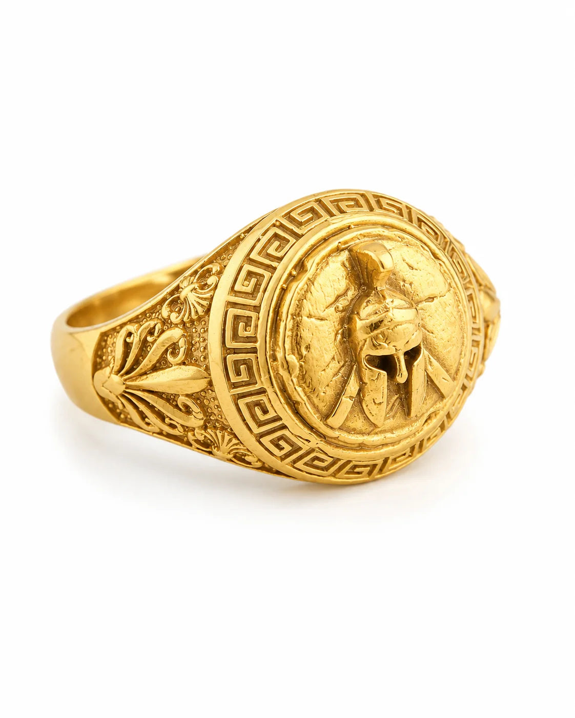 Spartan Helmet Relief Motif Signet Ring  Ring Charmora Jewelry