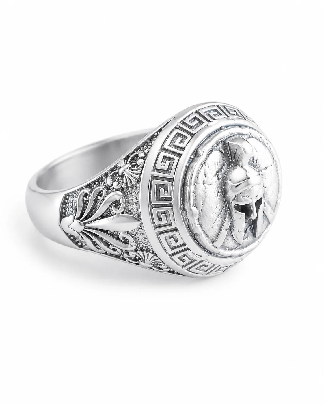 Spartan Helmet Relief Motif Signet Ring  Ring Charmora Jewelry