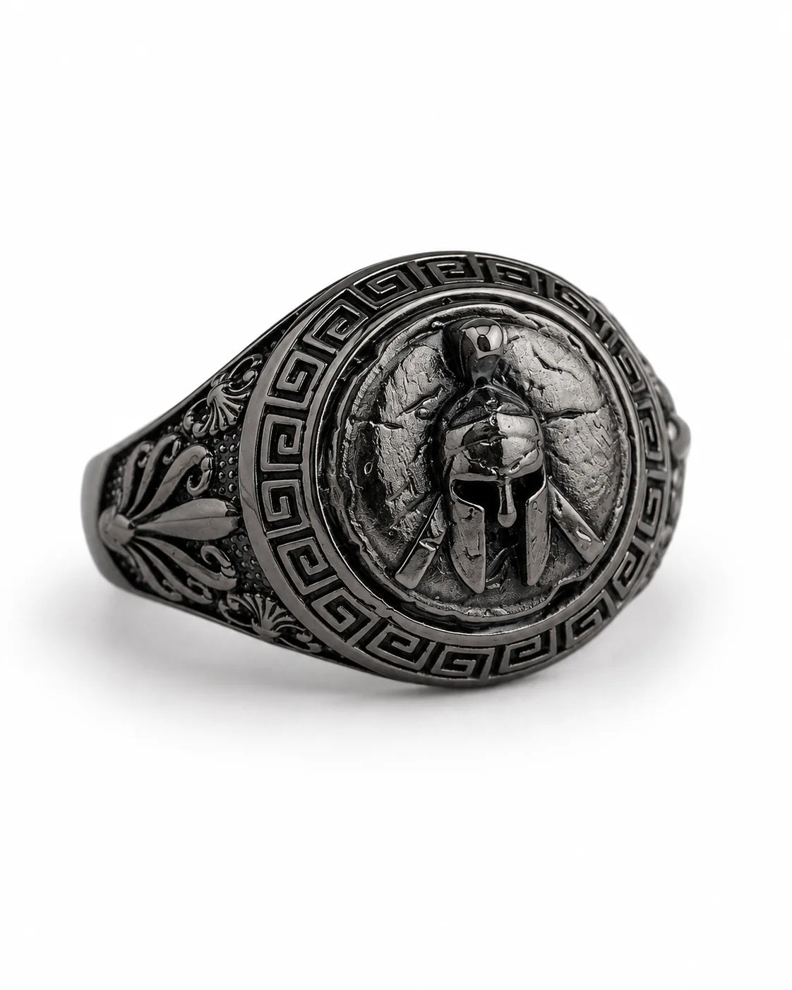 Spartan Helmet Relief Motif Signet Ring  Ring Charmora Jewelry