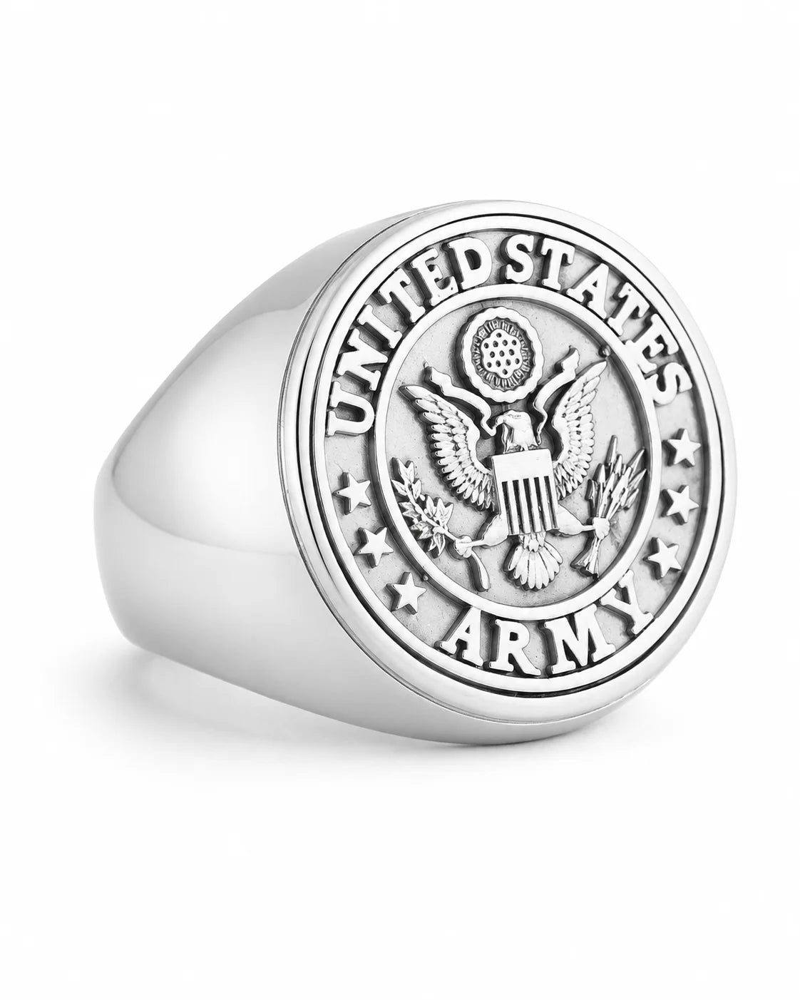 US Army Eagle Crest Relief Motif Signet Ring  Ring Charmora Jewelry