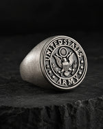 US Army Eagle Crest Relief Motif Signet Ring  Ring Charmora Jewelry