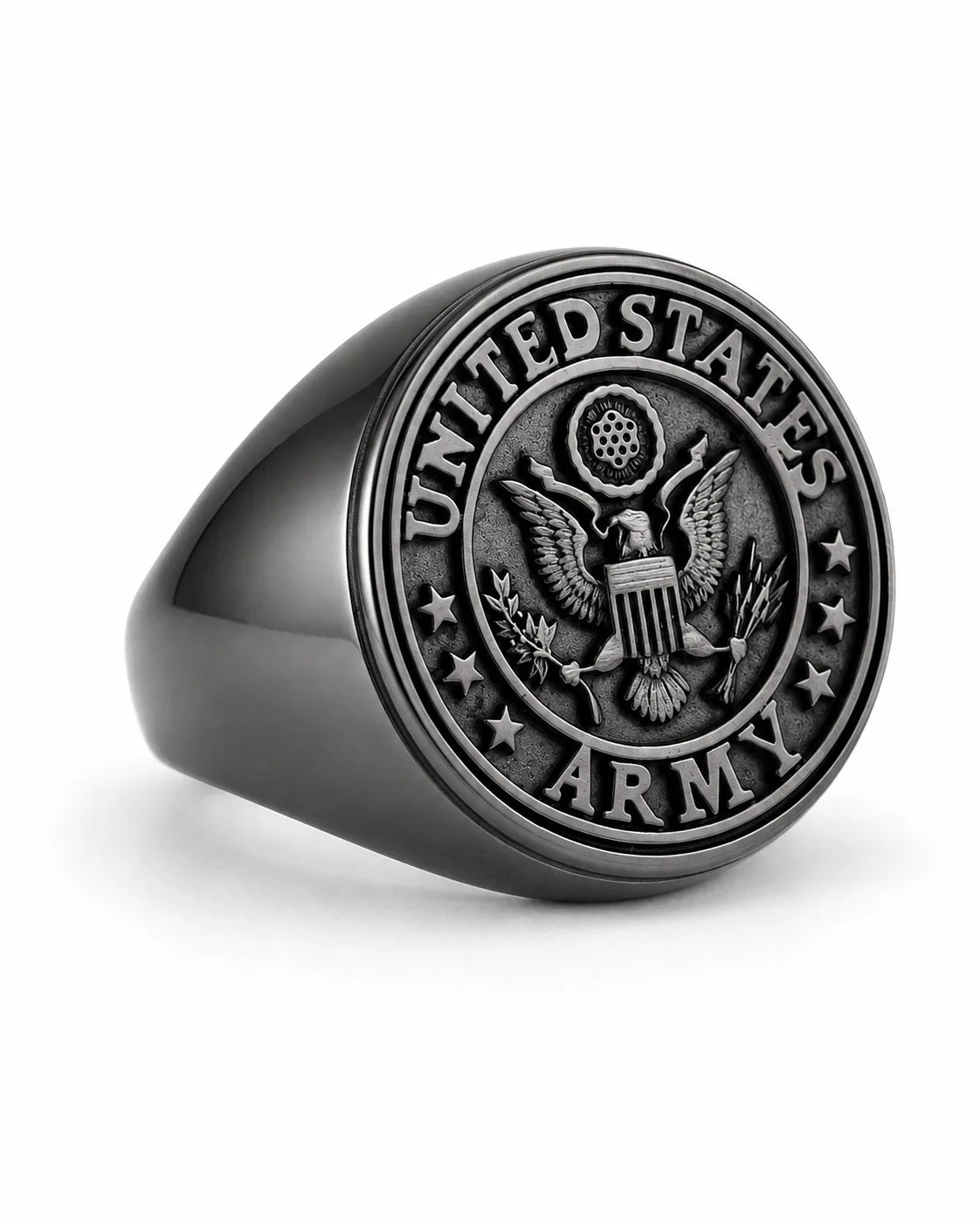US Army Eagle Crest Relief Motif Signet Ring  Ring Charmora Jewelry