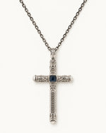Sapphire Cross Pendant Necklace  Necklace Charmora Jewelry