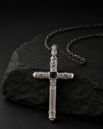 Sapphire Cross Pendant Necklace  Necklace Charmora Jewelry