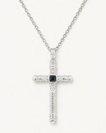 Sapphire Cross Pendant Necklace  Necklace Charmora Jewelry