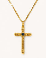 Sapphire Cross Pendant Necklace  Necklace Charmora Jewelry