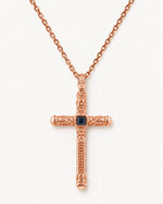 Sapphire Cross Pendant Necklace  Necklace Charmora Jewelry