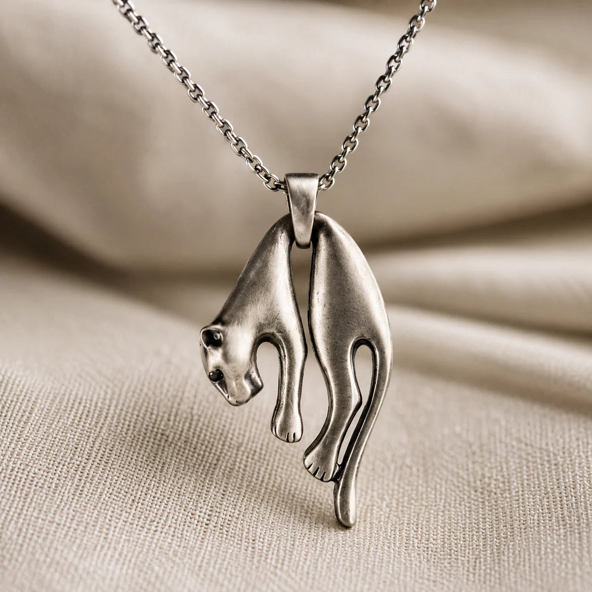 Wild Cat Panther Amulet  Necklace Charmora Jewelry