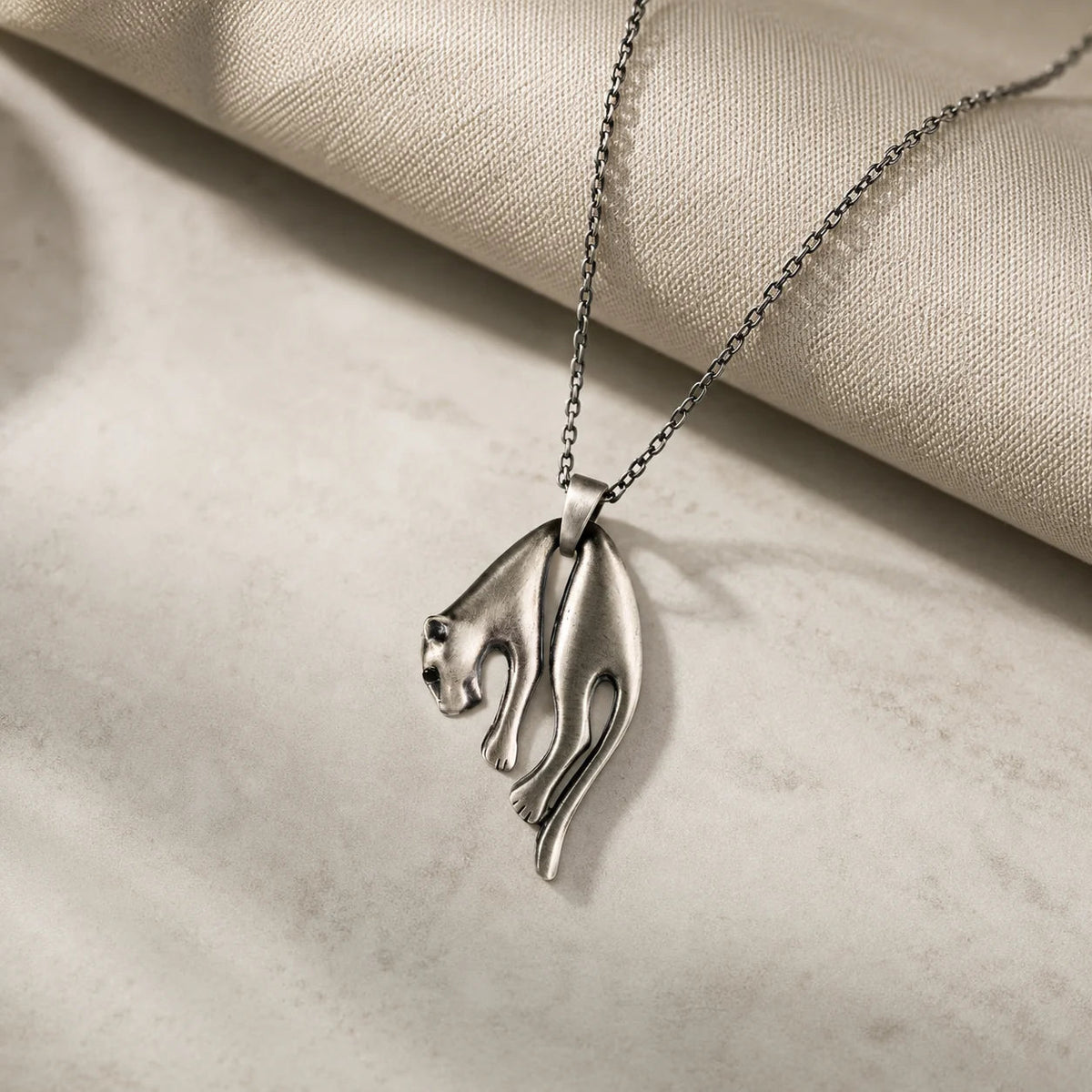 Wild Cat Panther Amulet  Necklace Charmora Jewelry