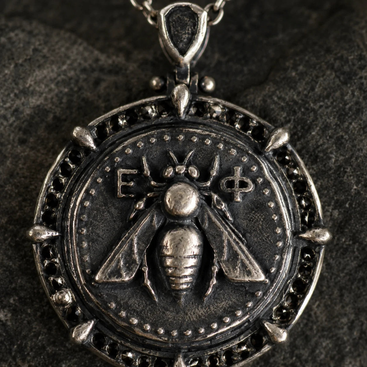 Ancient Bee Coin Reversible Octagon Necklace  Necklace Charmora Jewelry