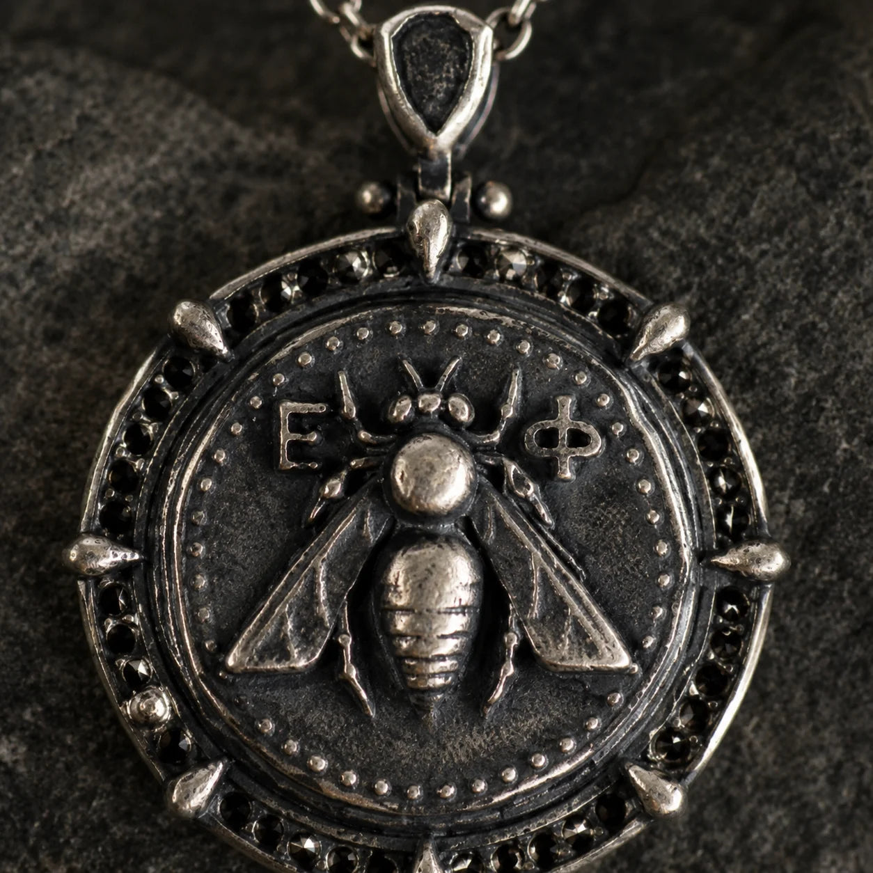 Ancient Bee Coin Reversible Octagon Necklace  Necklace Charmora Jewelry