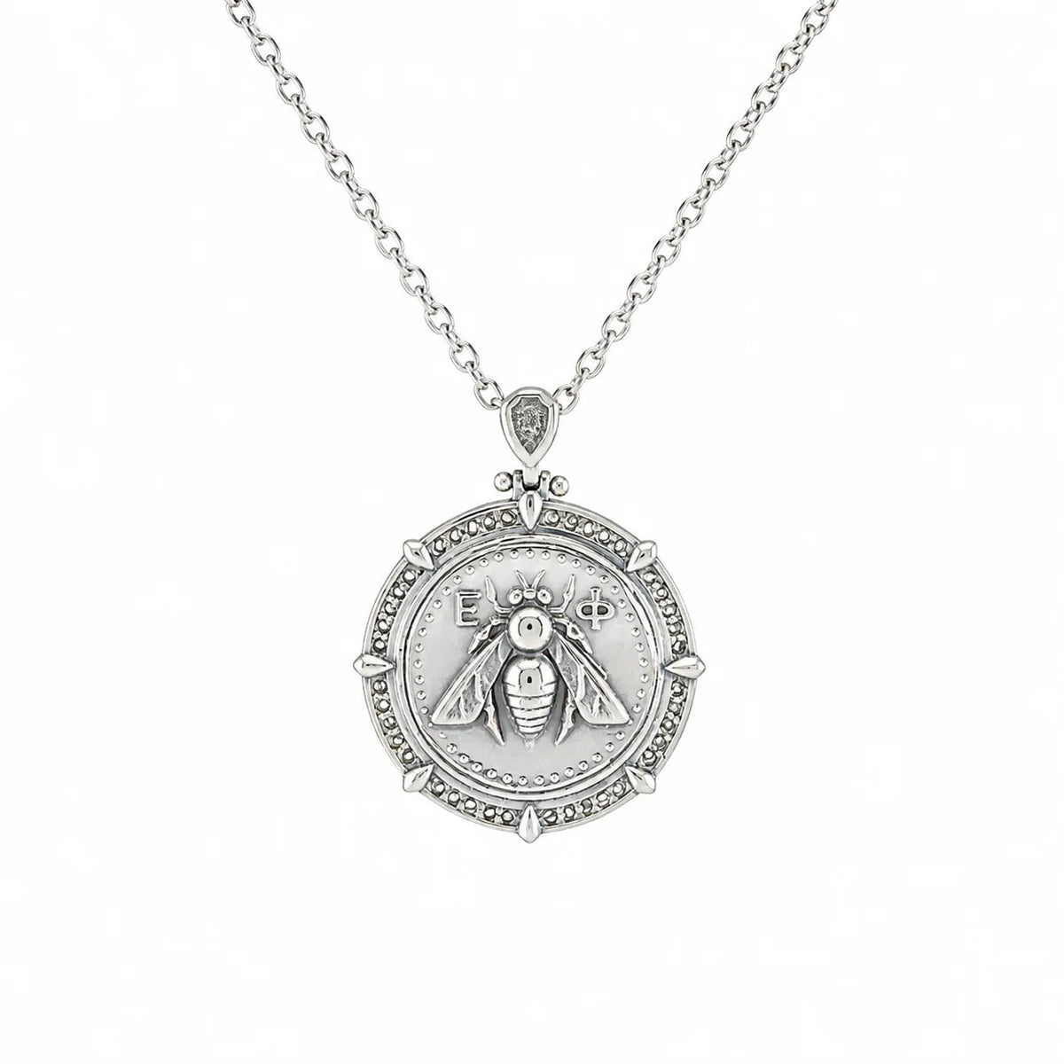 Ancient Bee Coin Reversible Octagon Necklace  Necklace Charmora Jewelry