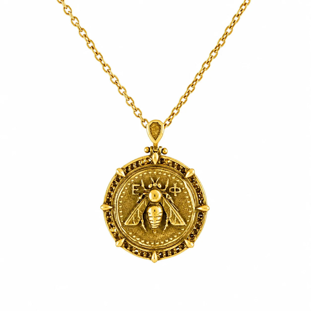 Ancient Bee Coin Reversible Octagon Necklace  Necklace Charmora Jewelry